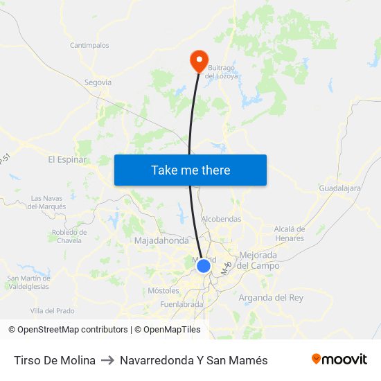 Tirso De Molina to Navarredonda Y San Mamés map