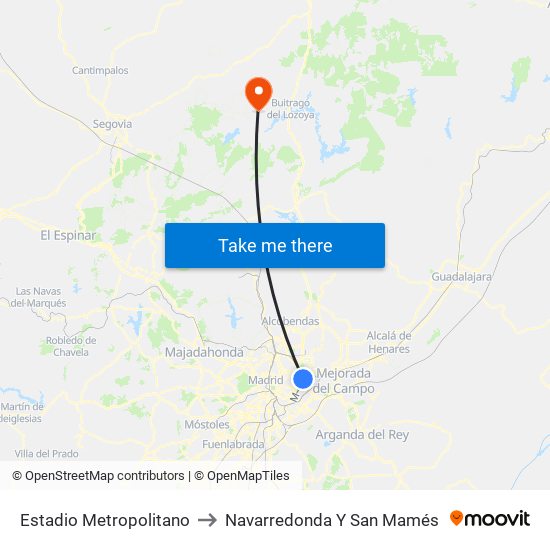 Estadio Metropolitano to Navarredonda Y San Mamés map