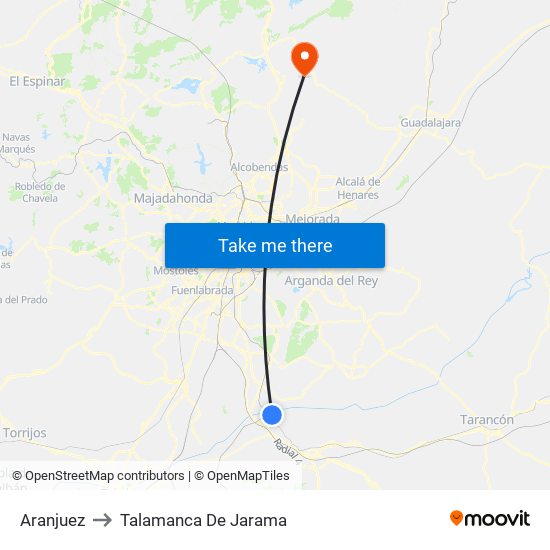 Aranjuez to Talamanca De Jarama map
