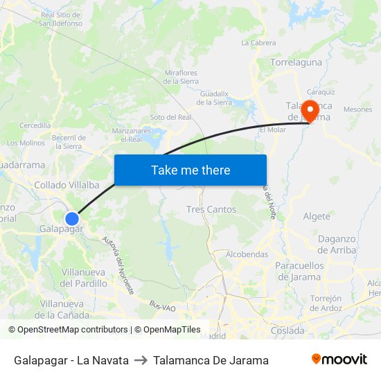 Galapagar - La Navata to Talamanca De Jarama map