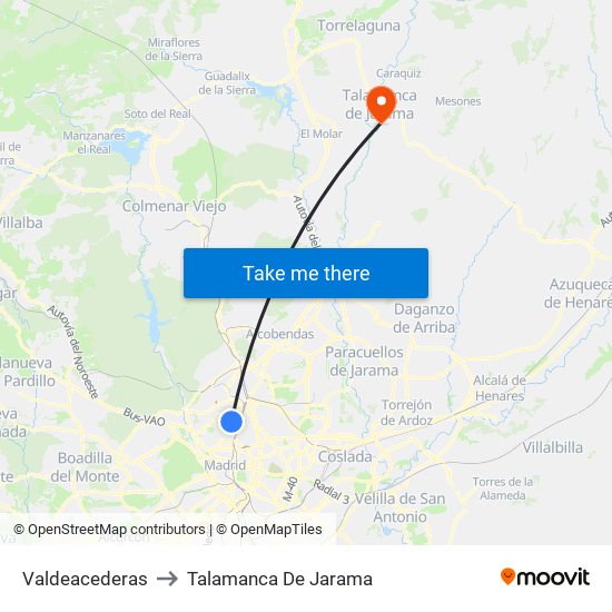 Valdeacederas to Talamanca De Jarama map