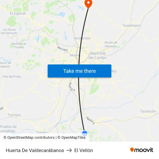 Huerta De Valdecarábanos to El Vellón map