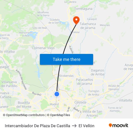 Intercambiador De Plaza De Castilla to El Vellón map