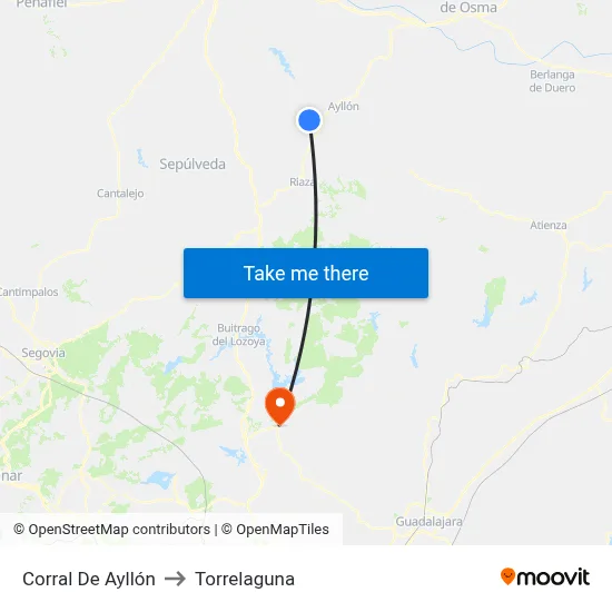 Corral De Ayllón to Torrelaguna map