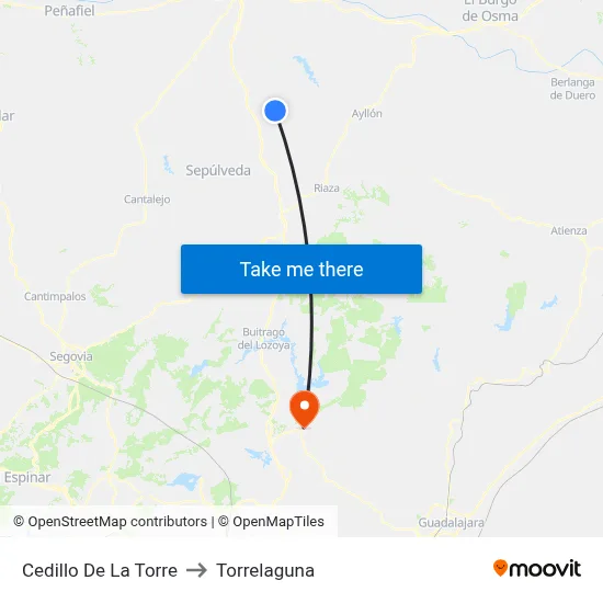 Cedillo De La Torre to Torrelaguna map