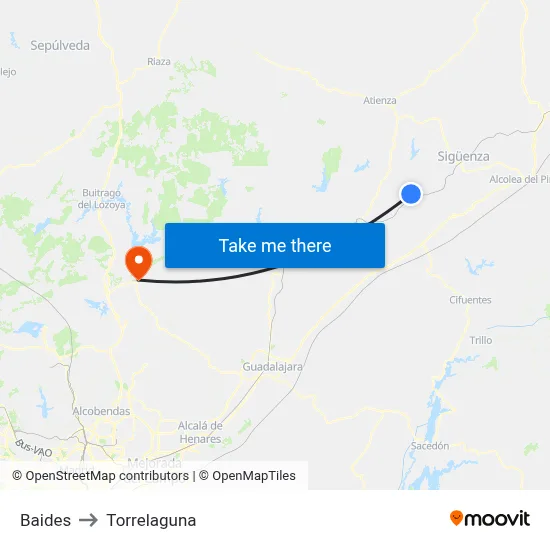 Baides to Torrelaguna map