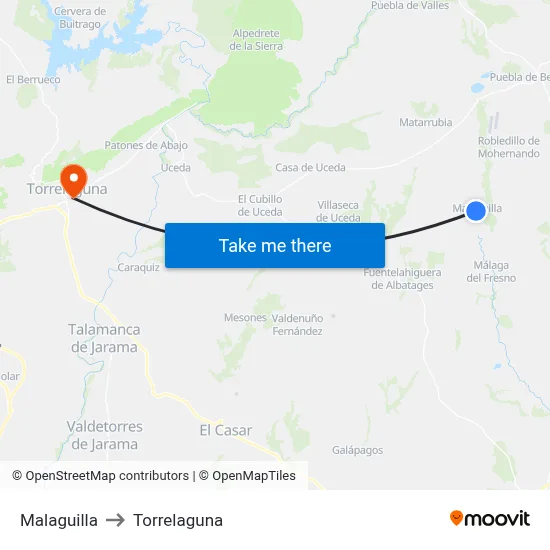 Malaguilla to Torrelaguna map