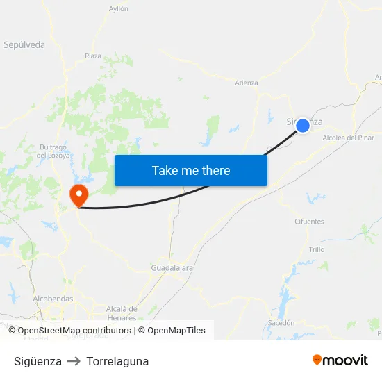 Sigüenza to Torrelaguna map