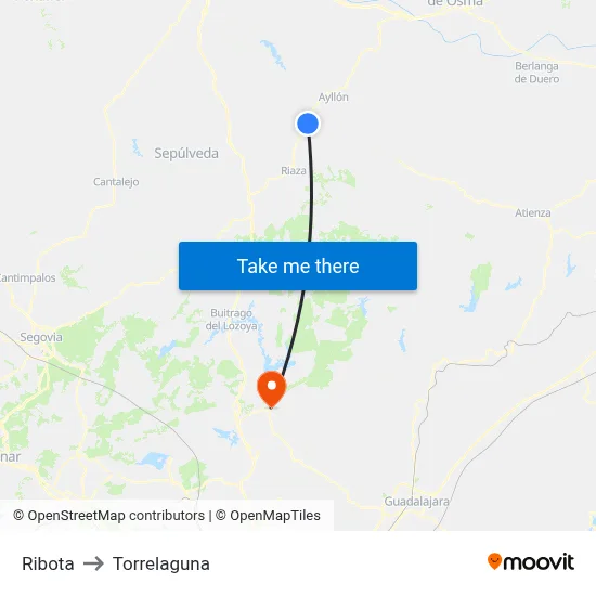 Ribota to Torrelaguna map