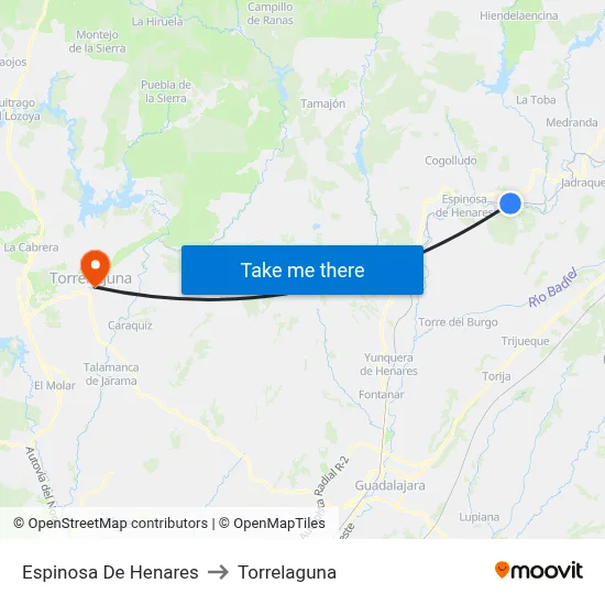 Espinosa De Henares to Torrelaguna map
