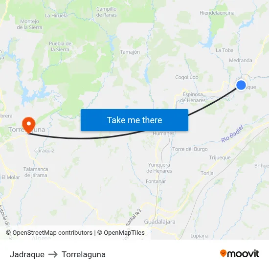 Jadraque to Torrelaguna map