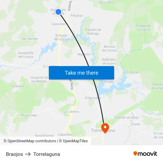 Braojos to Torrelaguna map