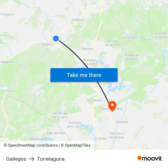 Gallegos to Torrelaguna map