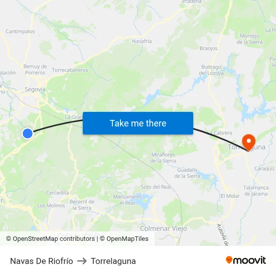 Navas De Riofrío to Torrelaguna map