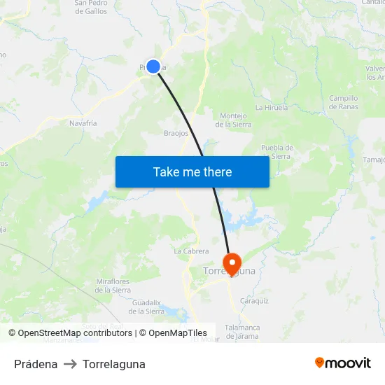 Prádena to Torrelaguna map