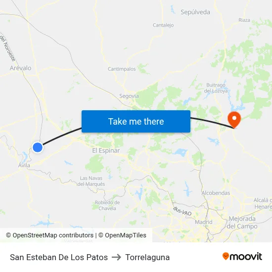 San Esteban De Los Patos to Torrelaguna map