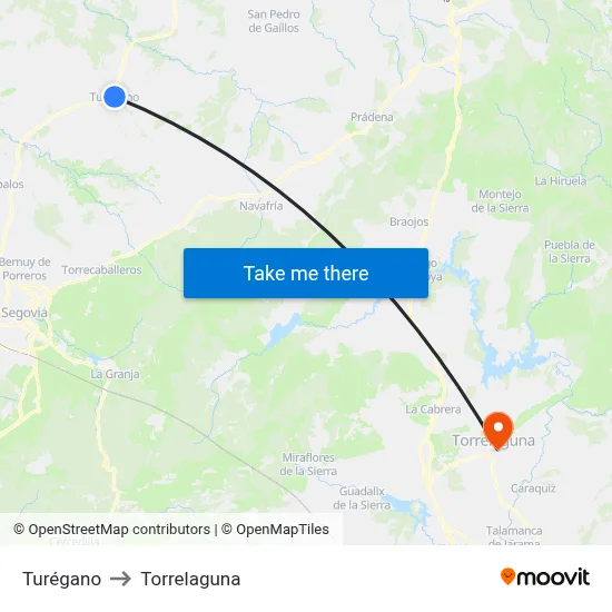 Turégano to Torrelaguna map