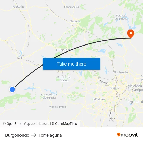 Burgohondo to Torrelaguna map