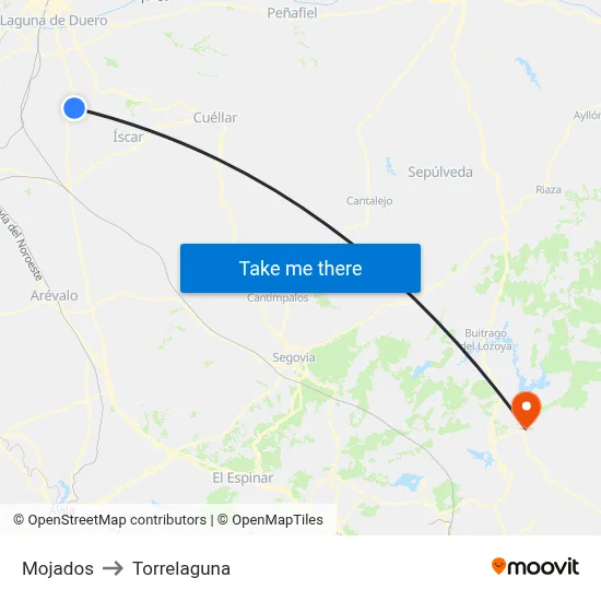 Mojados to Torrelaguna map