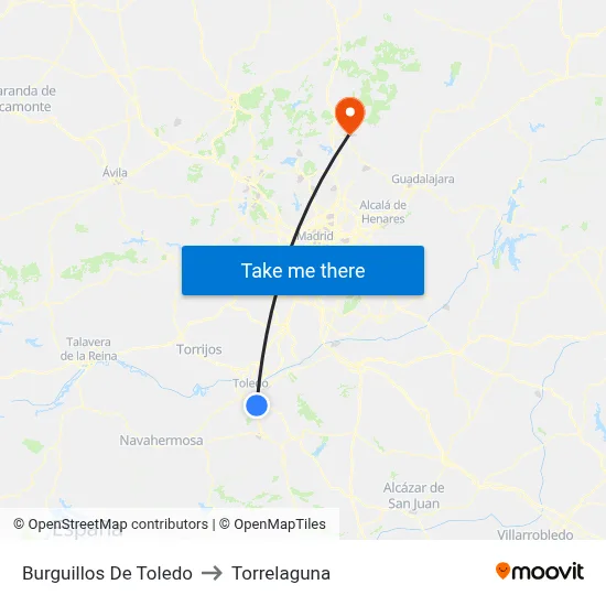 Burguillos De Toledo to Torrelaguna map