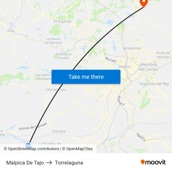 Malpica De Tajo to Torrelaguna map