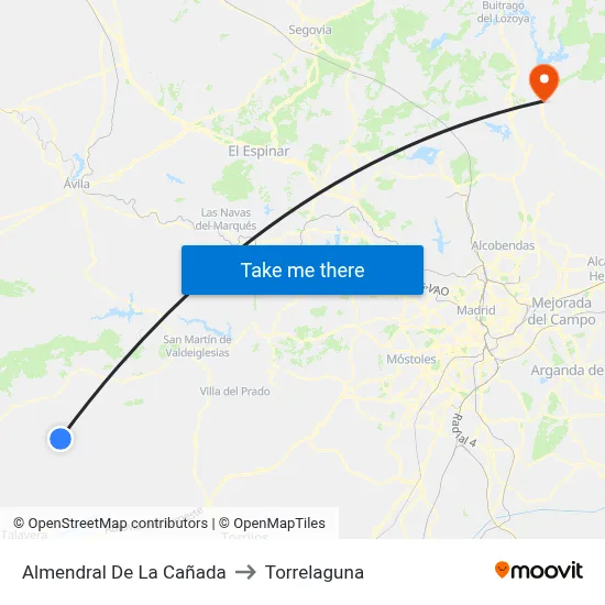 Almendral De La Cañada to Torrelaguna map
