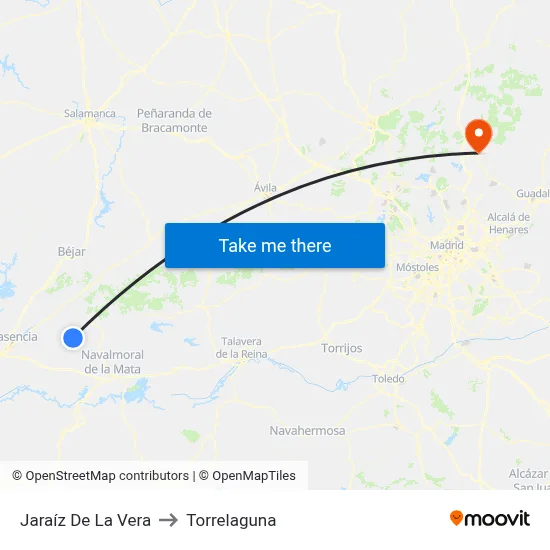 Jaraíz De La Vera to Torrelaguna map
