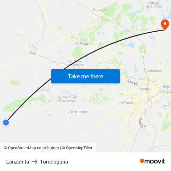 Lanzahíta to Torrelaguna map