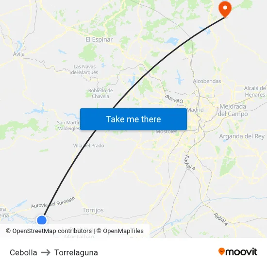 Cebolla to Torrelaguna map