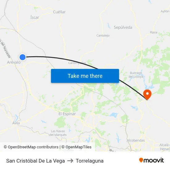 San Cristóbal De La Vega to Torrelaguna map