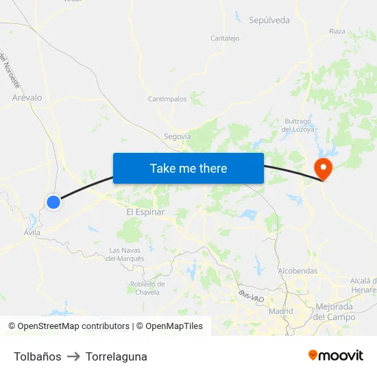 Tolbaños to Torrelaguna map