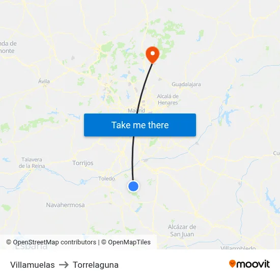 Villamuelas to Torrelaguna map