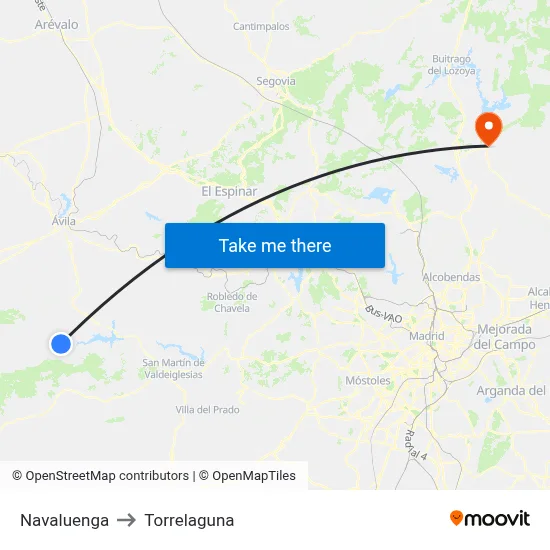 Navaluenga to Torrelaguna map