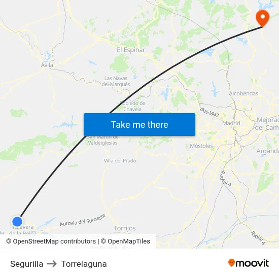 Segurilla to Torrelaguna map