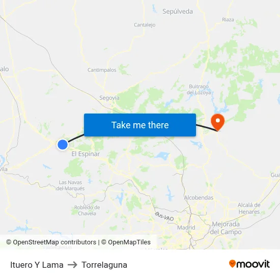 Ituero Y Lama to Torrelaguna map