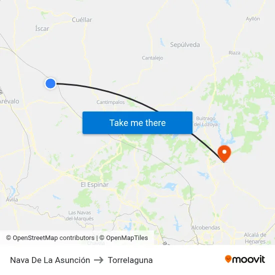 Nava De La Asunción to Torrelaguna map
