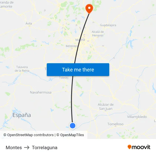 Montes to Torrelaguna map