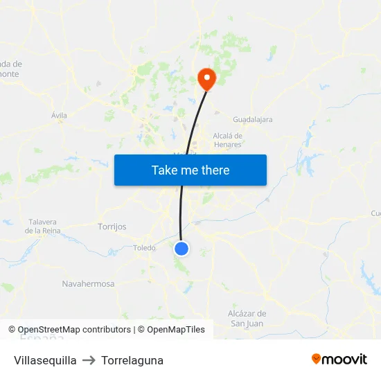 Villasequilla to Torrelaguna map