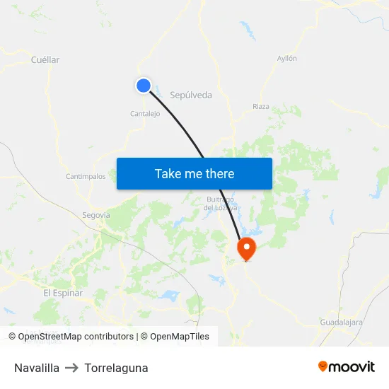 Navalilla to Torrelaguna map