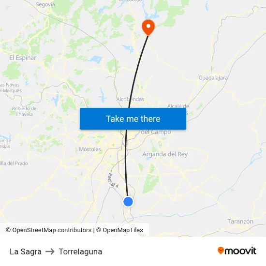 La Sagra to Torrelaguna map