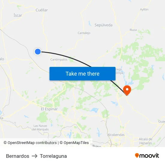 Bernardos to Torrelaguna map