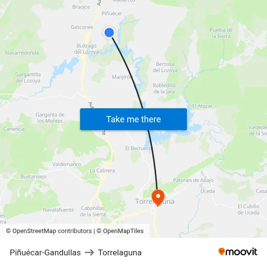 Piñuécar-Gandullas to Torrelaguna map