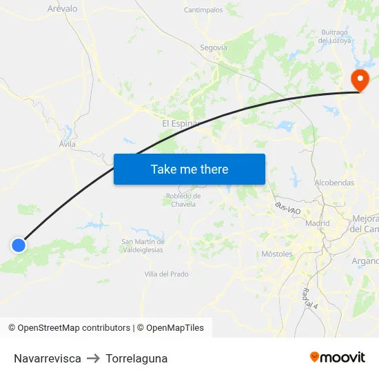 Navarrevisca to Torrelaguna map