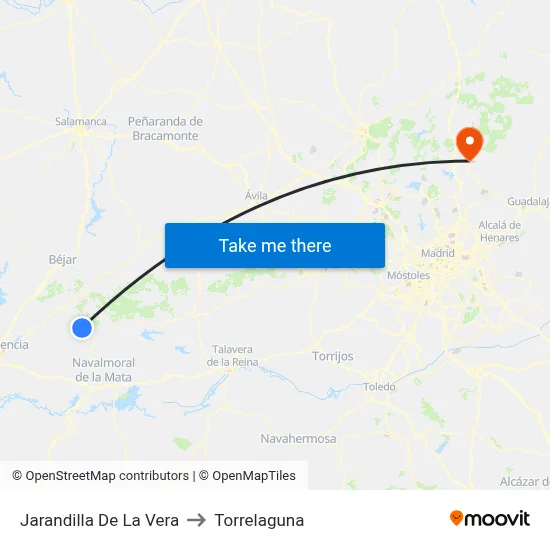Jarandilla De La Vera to Torrelaguna map