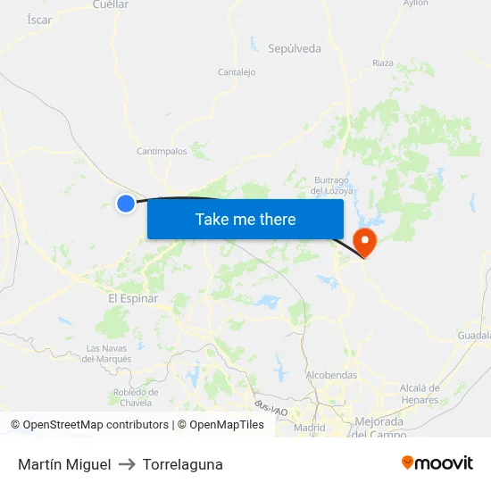 Martín Miguel to Torrelaguna map