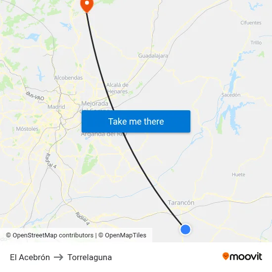El Acebrón to Torrelaguna map