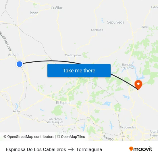 Espinosa De Los Caballeros to Torrelaguna map