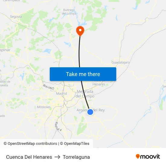 Cuenca Del Henares to Torrelaguna map