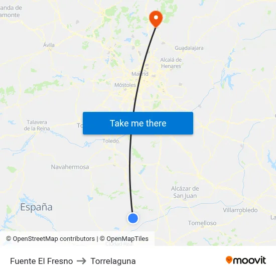 Fuente El Fresno to Torrelaguna map