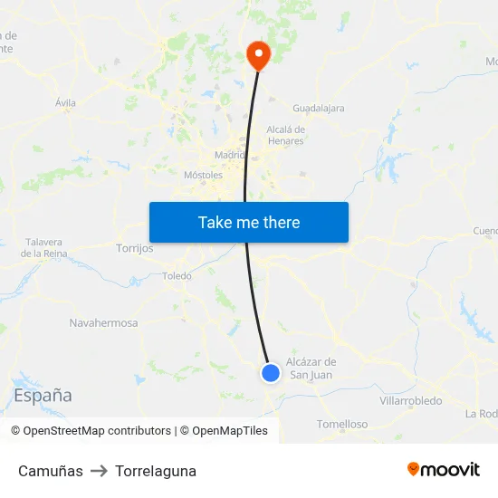 Camuñas to Torrelaguna map